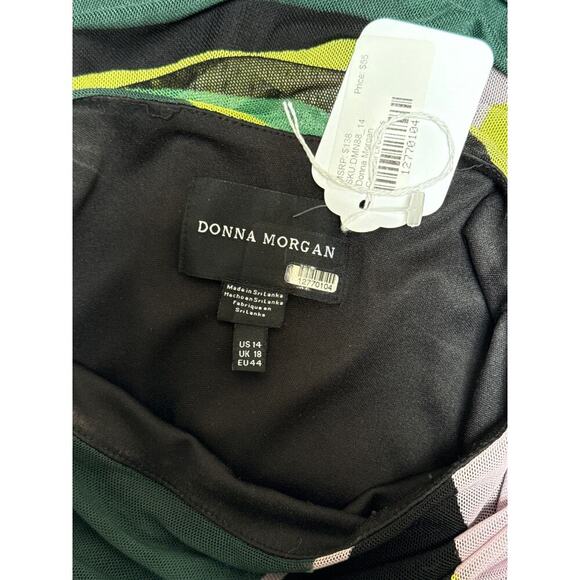 Women’s Donna Morgan Green & Lime Long Bodycon Cocktail Dress Sz 14 - Picture 4 of 4